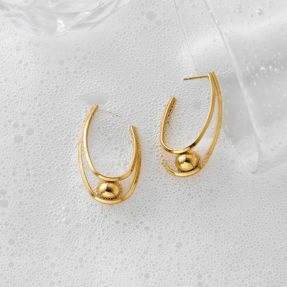 1 Pair Casual Modern Style U Shape Solid Color Plating 304 Stainless Steel 16K Gold Plated White Gold Plated Gold Plated Ear Studs