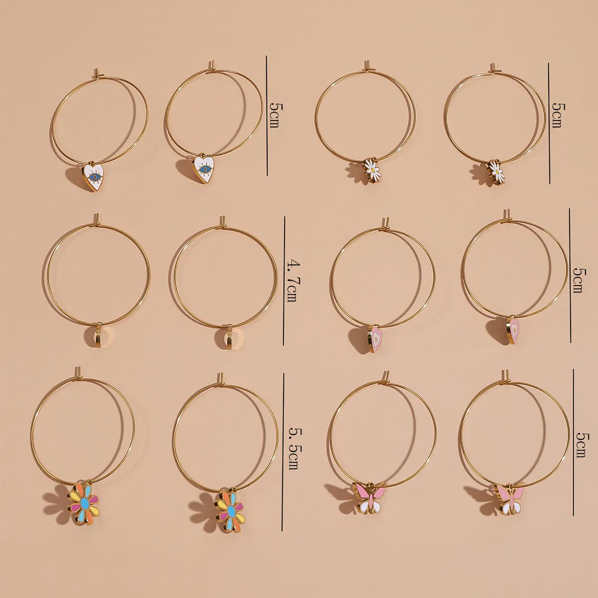 1 Pair Casual Moon Butterfly Plating Stainless Steel Gold Plated Drop Earrings