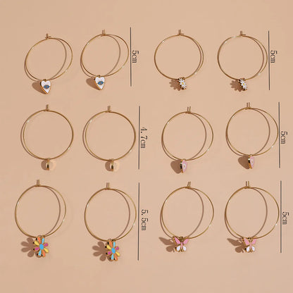 1 Pair Casual Moon Butterfly Plating Stainless Steel Gold Plated Drop Earrings