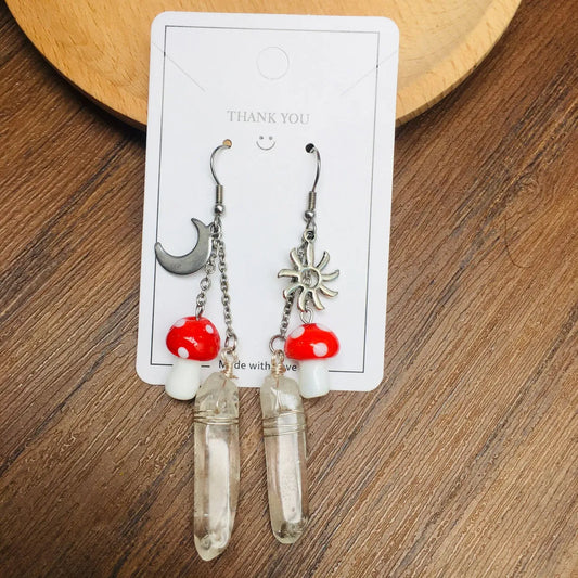 1 Pair Casual Mushroom Crystal Drop Earrings