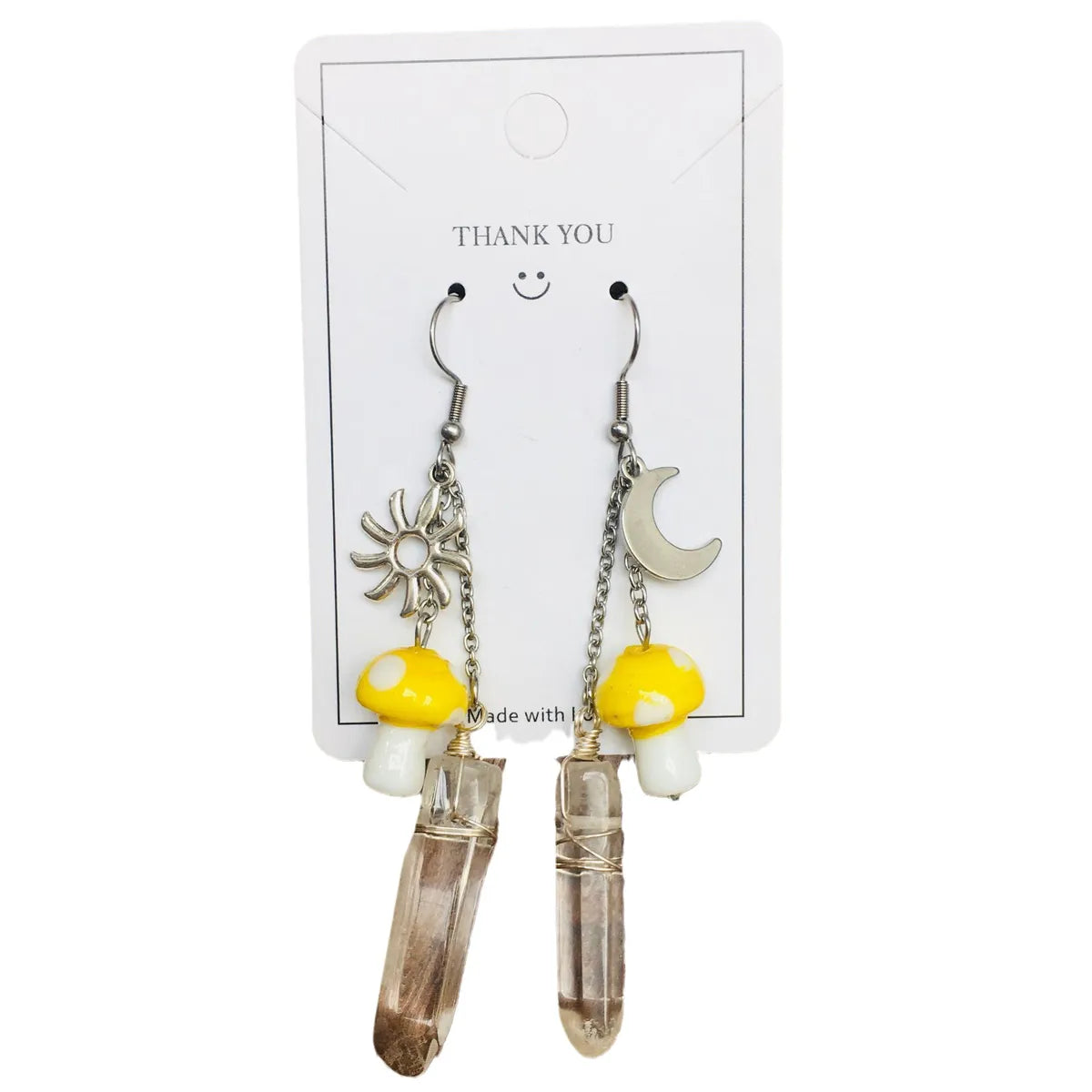 1 Pair Casual Mushroom Crystal Drop Earrings