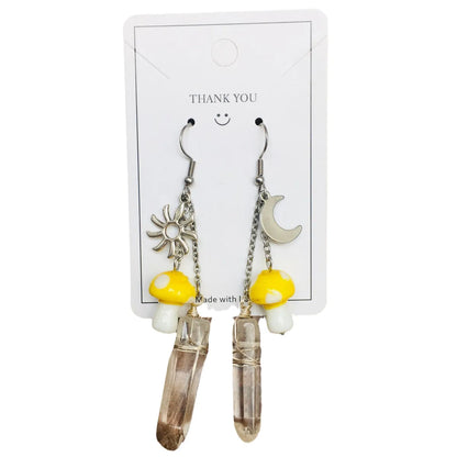 1 Pair Casual Mushroom Crystal Drop Earrings