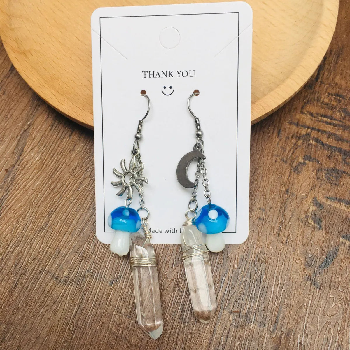 1 Pair Casual Mushroom Crystal Drop Earrings