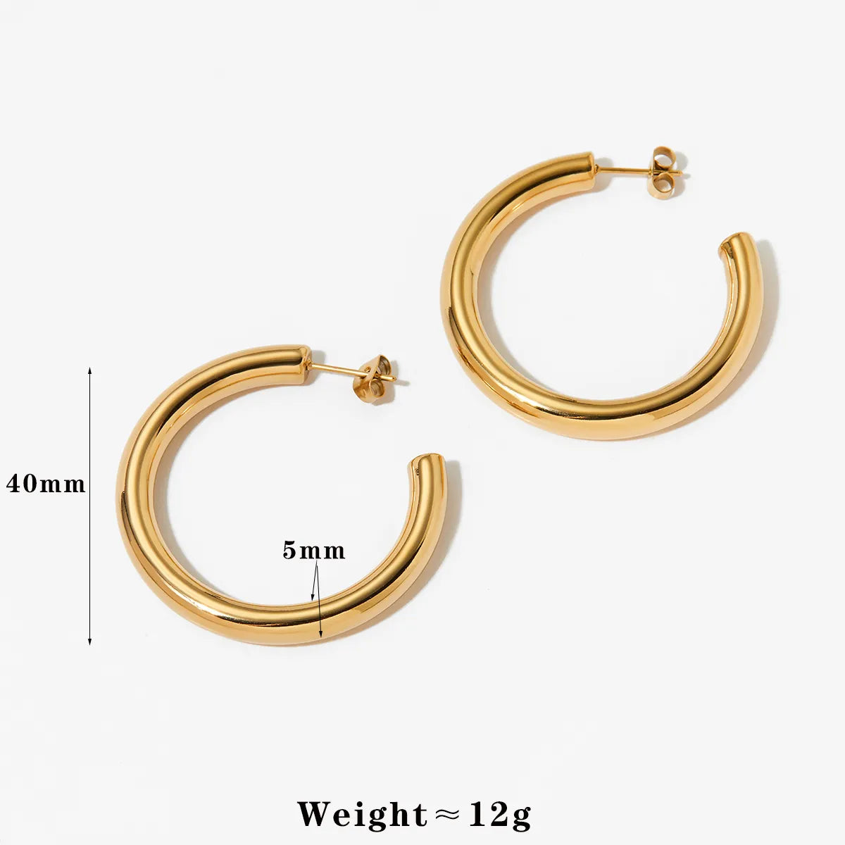 1 Pair Casual Nordic Style Exaggerated C Shape Polishing Plating 304 Stainless Steel 16K Gold Plated White Gold Plated Gold Plated Earrings