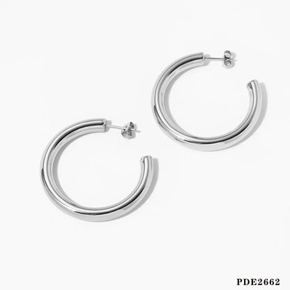 1 Pair Casual Nordic Style Exaggerated C Shape Polishing Plating 304 Stainless Steel 16K Gold Plated White Gold Plated Gold Plated Earrings