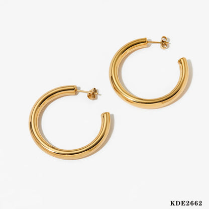 1 Pair Casual Nordic Style Exaggerated C Shape Polishing Plating 304 Stainless Steel 16K Gold Plated White Gold Plated Gold Plated Earrings