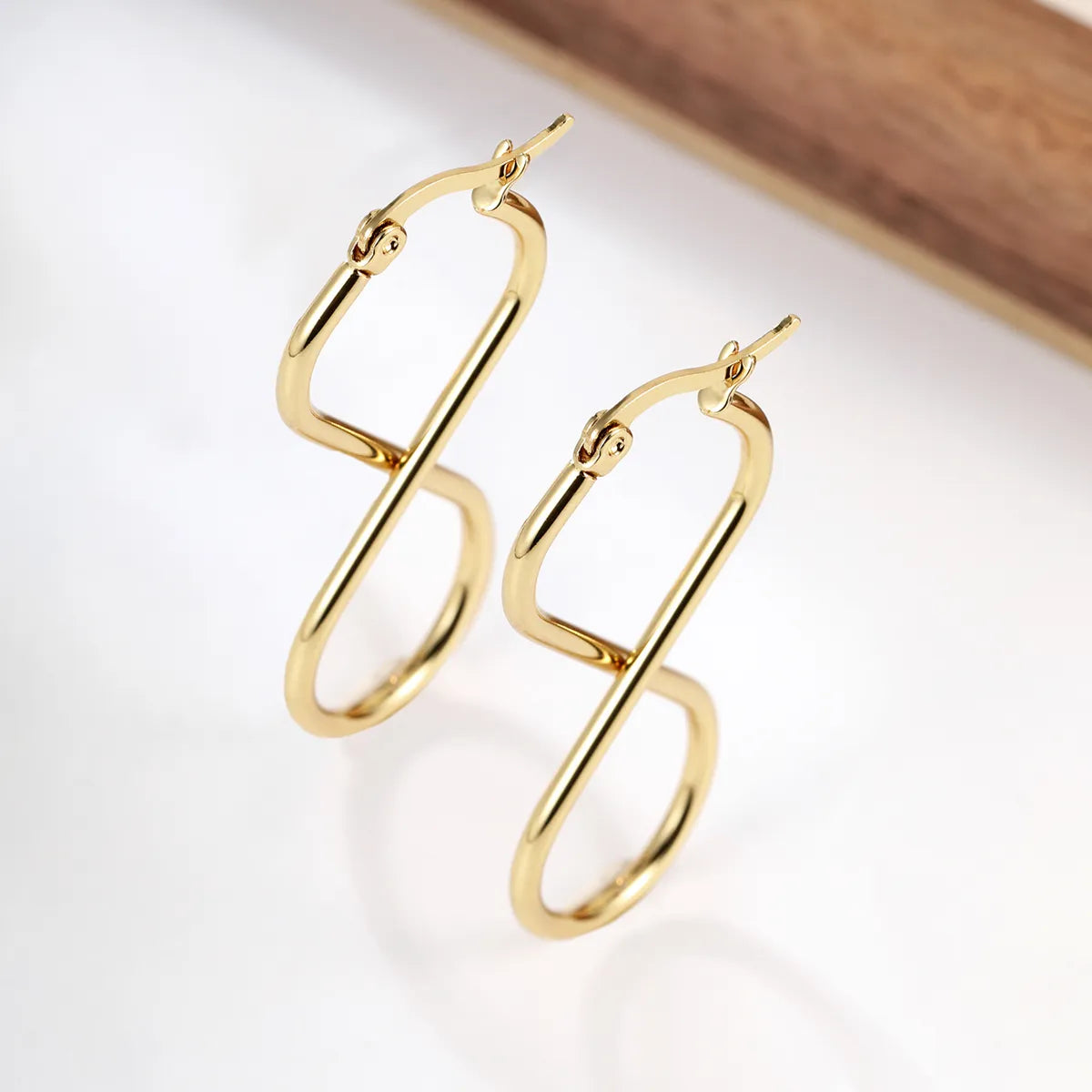 1 Pair Casual Number Plating Stainless Steel 18k Gold Plated Ear Studs