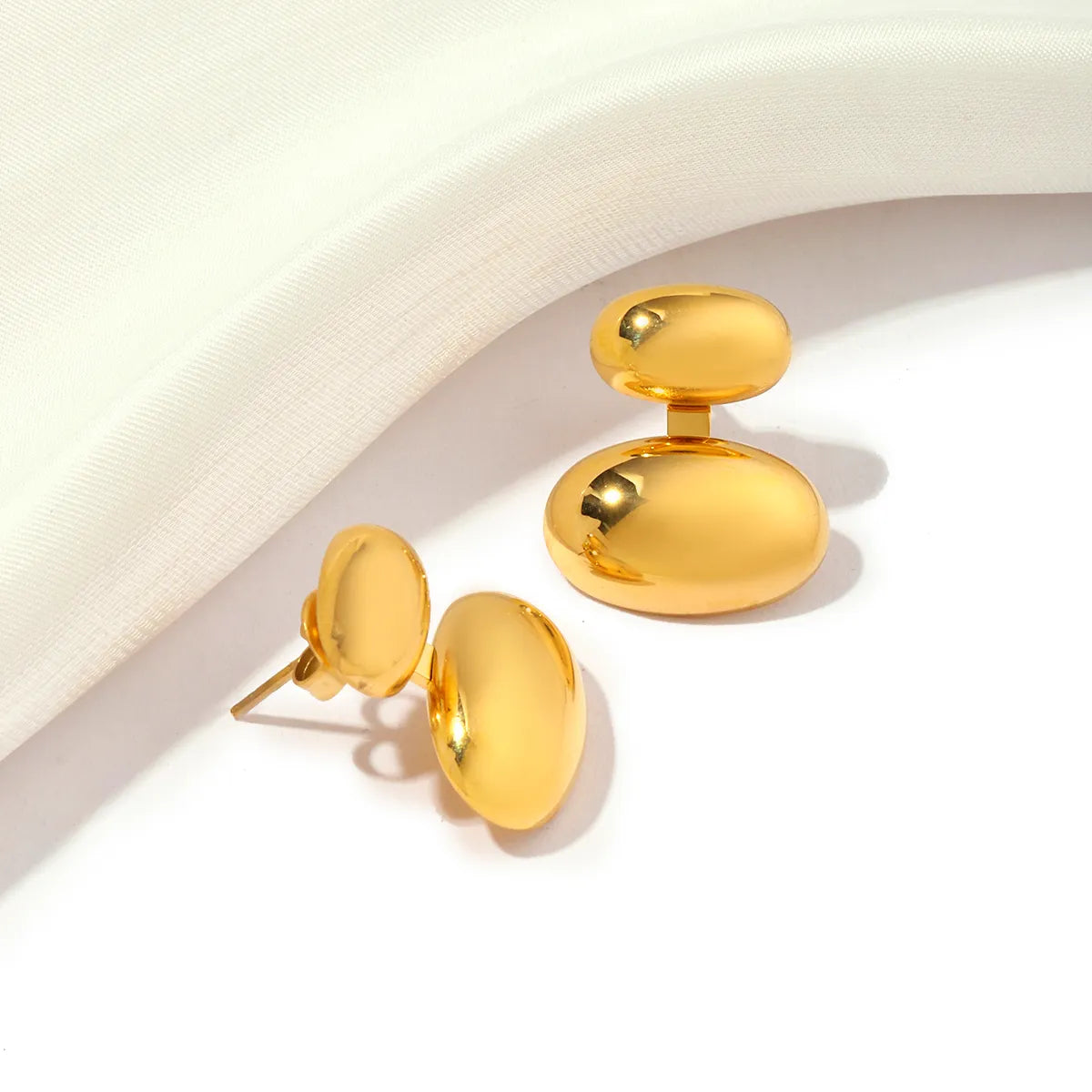 1 Pair Casual Oval Titanium Steel 18K Gold Plated Drop Earrings