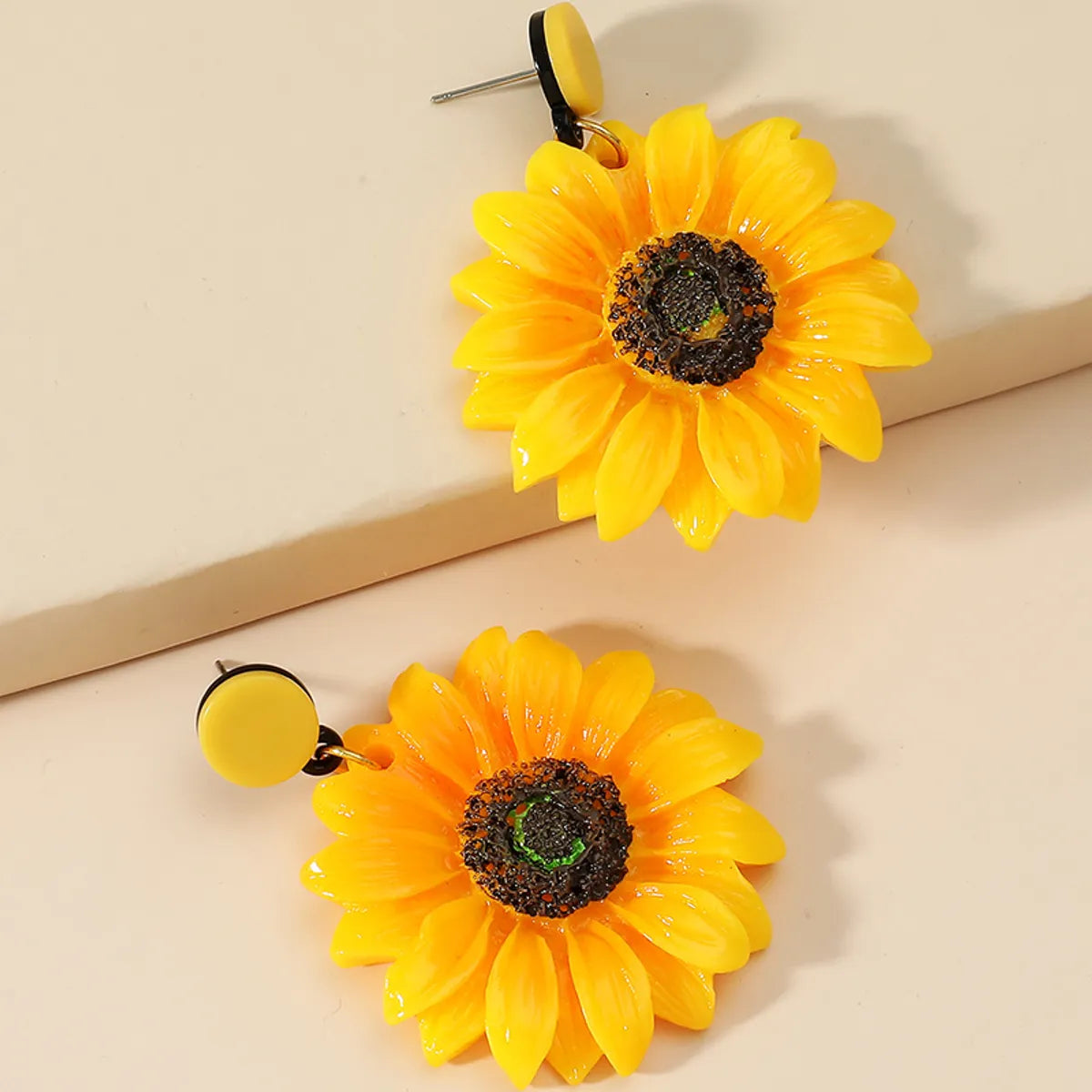 1 Pair Casual Oversized Sunflower Arylic Drop Earrings