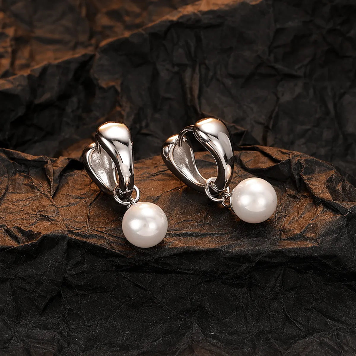 1 Pair Casual Pearl Plating Inlay Sterling Silver Shell 24k Gold Plated White Gold Plated Earrings