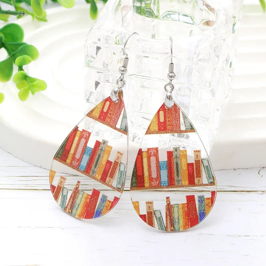 1 Pair Casual Preppy Style Simple Style Book Water Droplets Arylic Drop Earrings