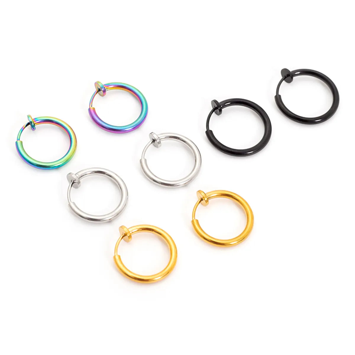 1 Pair Casual Punk Simple Style Circle Lines Polishing Plating Stainless Steel Gold Plated Hoop Earrings