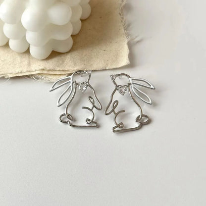 1 Pair Casual Rabbit Alloy Plating Artificial Rhinestones Women'S Earrings