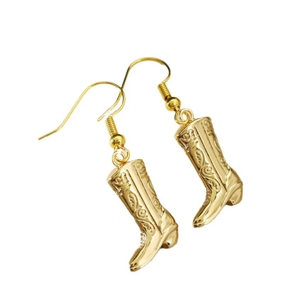 1 Pair Casual Retro Boots Copper Drop Earrings