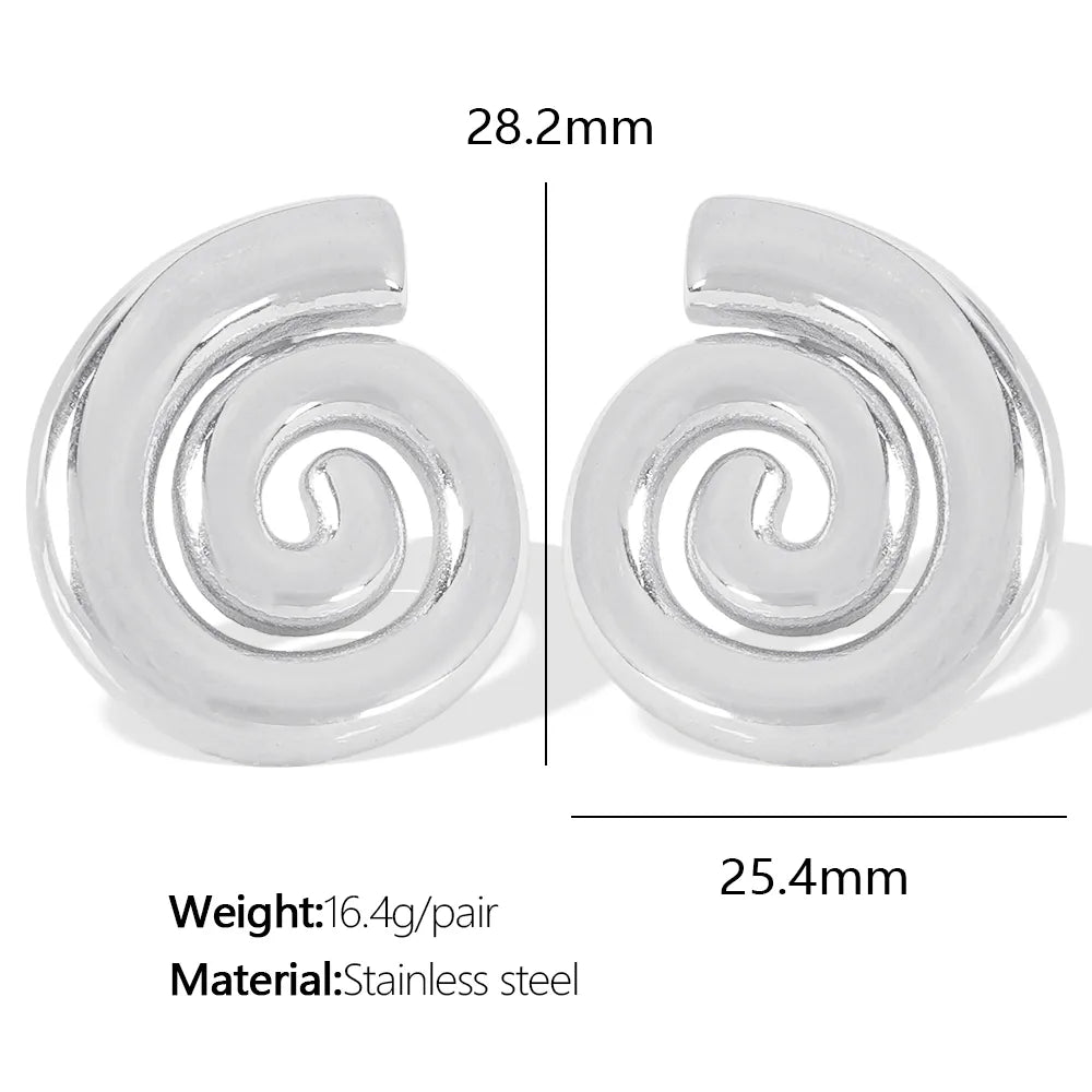 1 Pair Casual Retro Classic Style Swirl Pattern Polishing Plating 304 Stainless Steel 18K Gold Plated Ear Studs