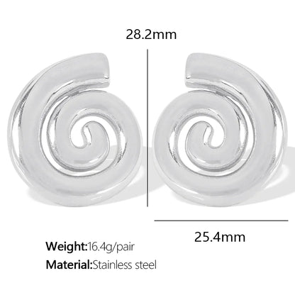 1 Pair Casual Retro Classic Style Swirl Pattern Polishing Plating 304 Stainless Steel 18K Gold Plated Ear Studs