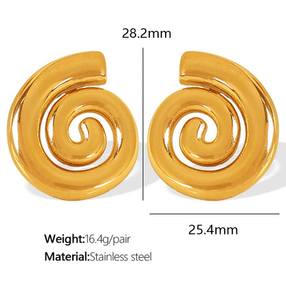 1 Pair Casual Retro Classic Style Swirl Pattern Polishing Plating 304 Stainless Steel 18K Gold Plated Ear Studs