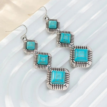 1 Pair Casual Retro Geometric Alloy Turquoise