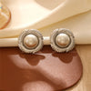 1 Pair Casual Retro Geometric Heart Shape Bow Knot Hollow Out Inlay Titanium Steel Pearl Zircon Earrings