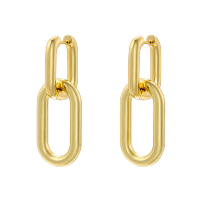 1 Pair Casual Retro Geometric Square Plating Copper 18k Gold Plated Drop Earrings