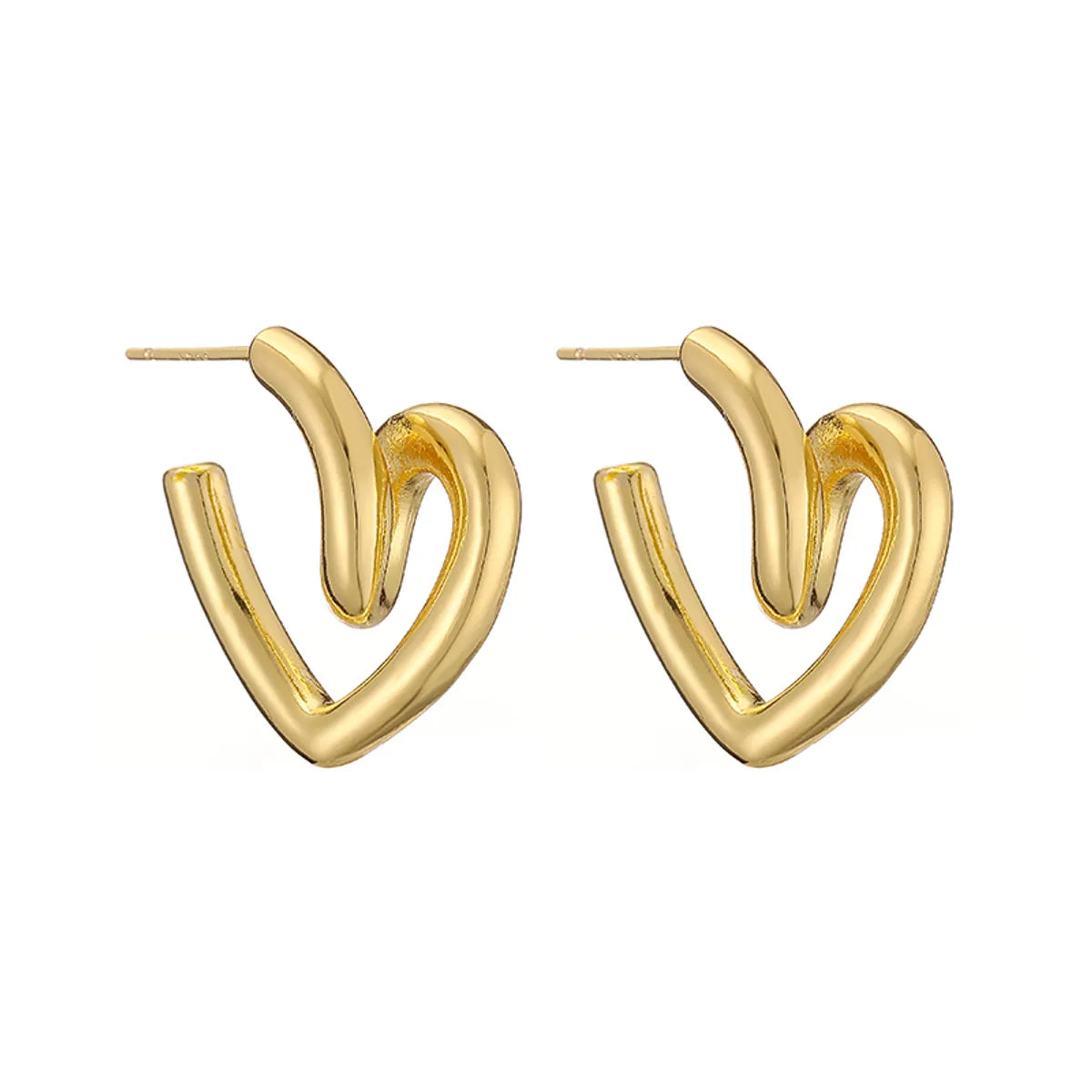 1 Pair Casual Retro Heart Shape Pea Plating Copper 18k Gold Plated Earrings