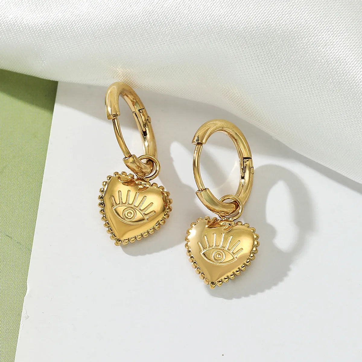 1 Pair Casual Retro Heart Shape Stainless Steel Patchwork Drop Earrings