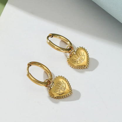 1 Pair Casual Retro Heart Shape Stainless Steel Patchwork Drop Earrings