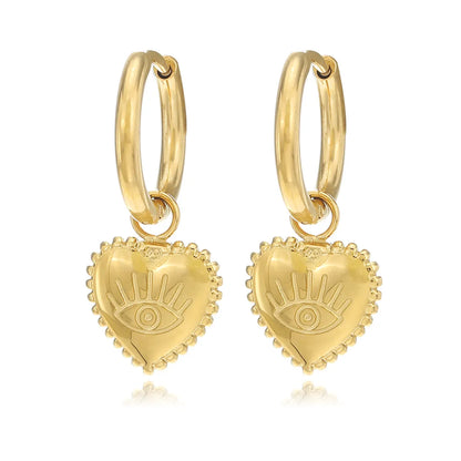 1 Pair Casual Retro Heart Shape Stainless Steel Patchwork Drop Earrings