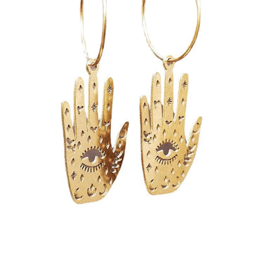 1 Pair Casual Retro Palm Plating Alloy Drop Earrings