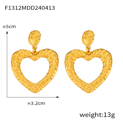 1 Pair Casual Retro Round Heart Shape Flower Plating Inlay 304 Stainless Steel Artificial Pearls 18K Gold Plated Drop Earrings