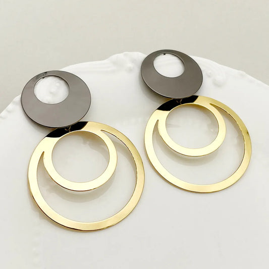 1 Pair Casual Retro Round Polishing Plating Stainless Steel Gold Plated Drop Earrings