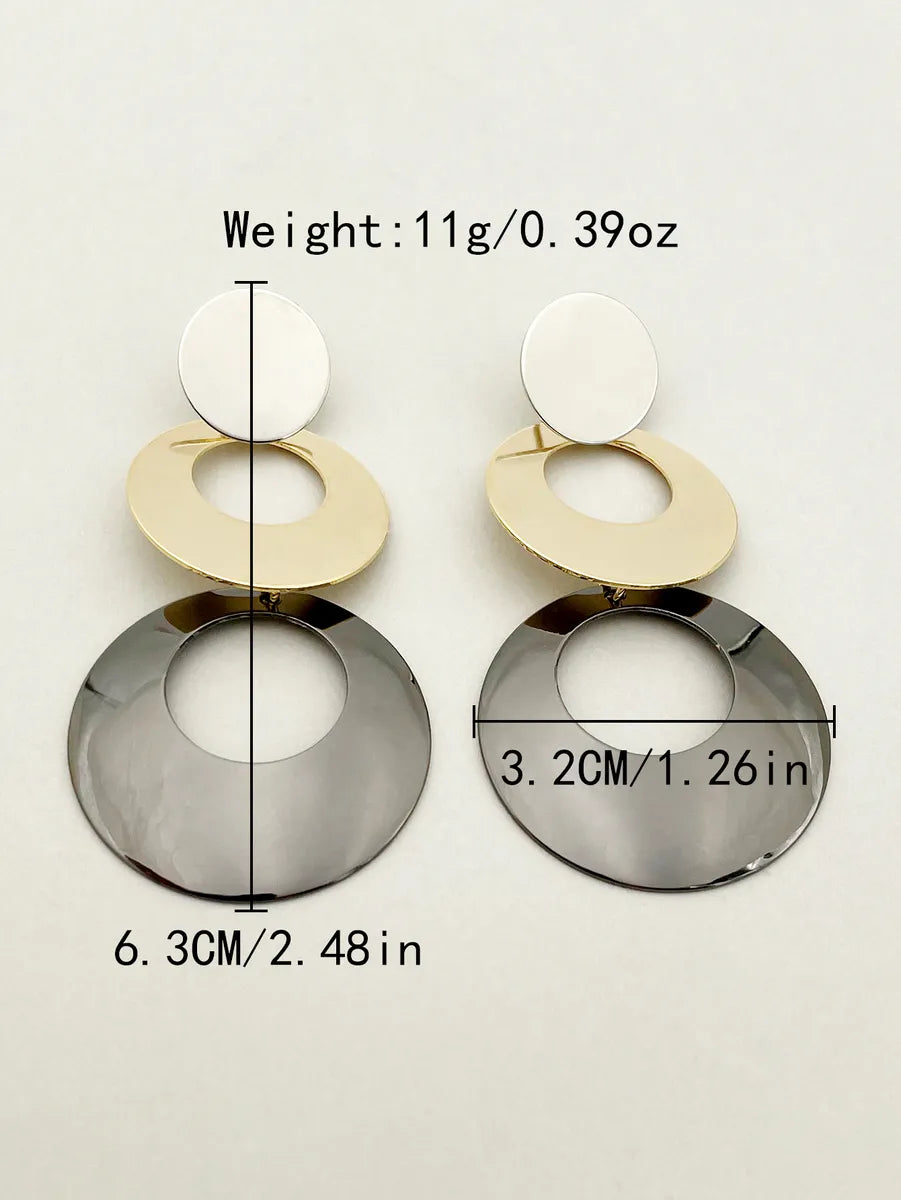 1 Pair Casual Retro Round Polishing Plating Stainless Steel Gold Plated Drop Earrings