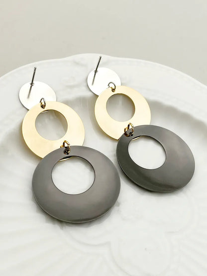 1 Pair Casual Retro Round Polishing Plating Stainless Steel Gold Plated Drop Earrings