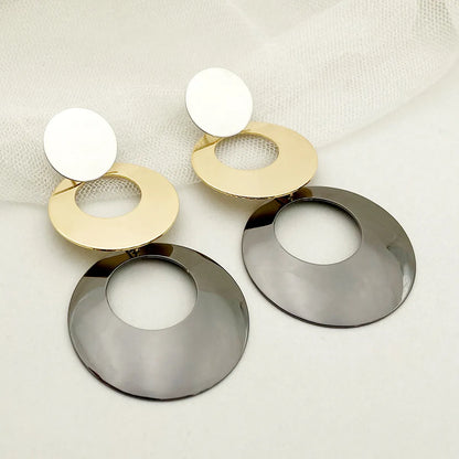 1 Pair Casual Retro Round Polishing Plating Stainless Steel Gold Plated Drop Earrings