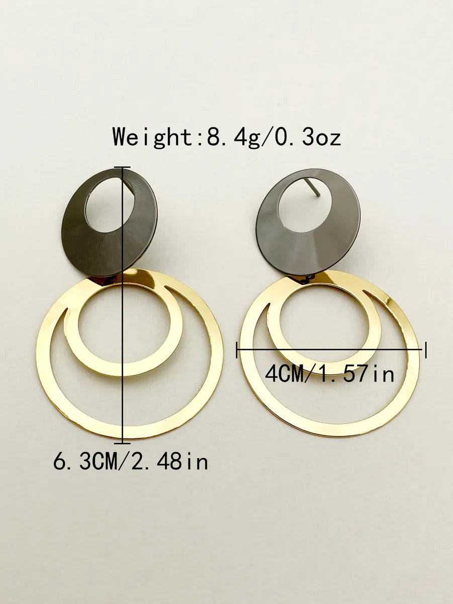 1 Pair Casual Retro Round Polishing Plating Stainless Steel Gold Plated Drop Earrings