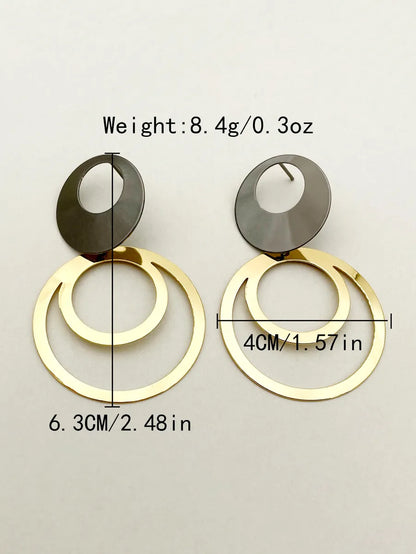 1 Pair Casual Retro Round Polishing Plating Stainless Steel Gold Plated Drop Earrings