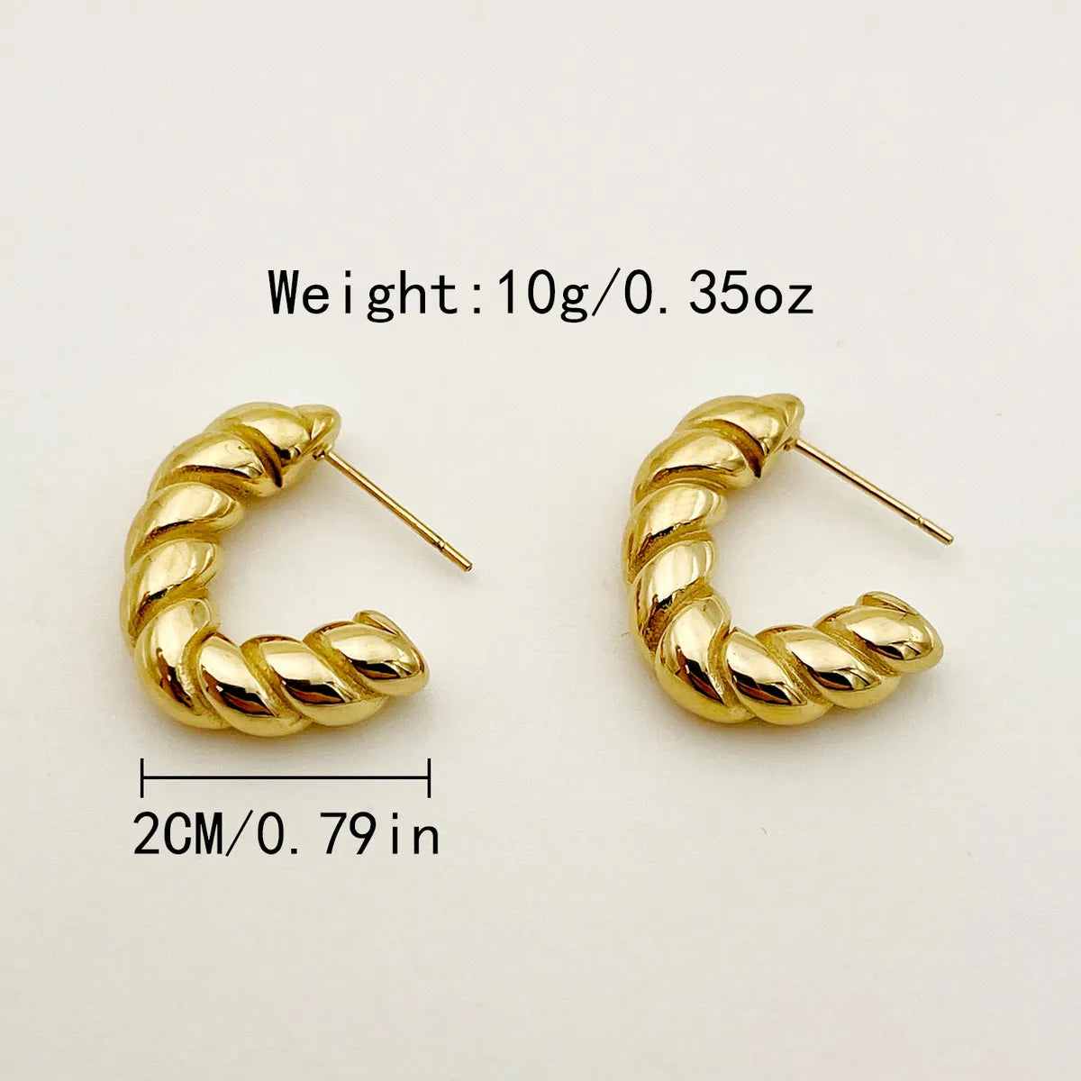 1 Pair Casual Retro Solid Color Plating Stainless Steel Gold Plated Ear Studs