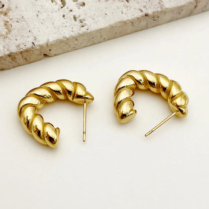 1 Pair Casual Retro Solid Color Plating Stainless Steel Gold Plated Ear Studs