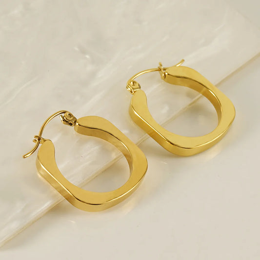 1 Pair Casual Retro Square Stainless Steel Plating 18k Gold Plated Hoop Earrings