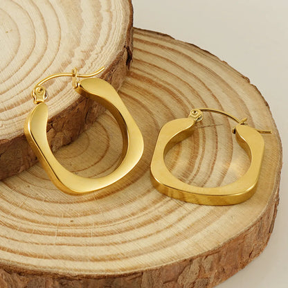 1 Pair Casual Retro Square Stainless Steel Plating 18k Gold Plated Hoop Earrings