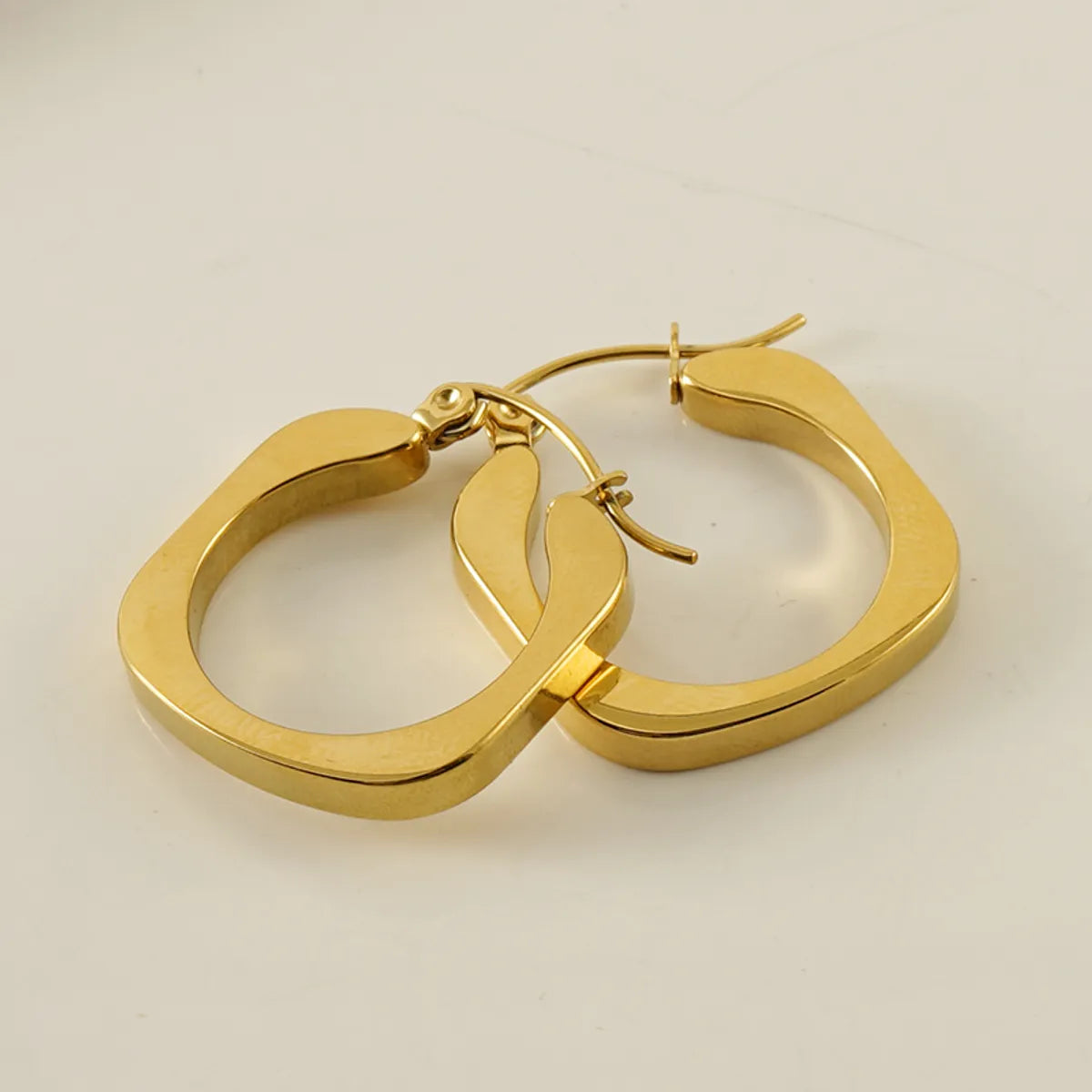 1 Pair Casual Retro Square Stainless Steel Plating 18k Gold Plated Hoop Earrings