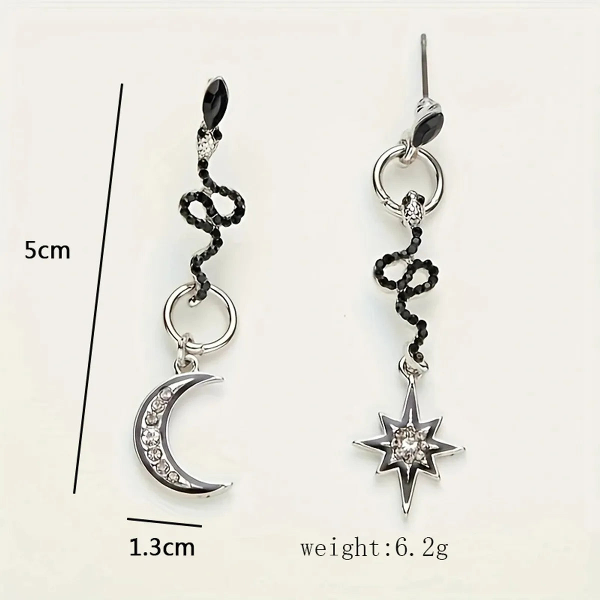 1 Pair Casual Retro Star Moon Snake Alloy Zircon Drop Earrings