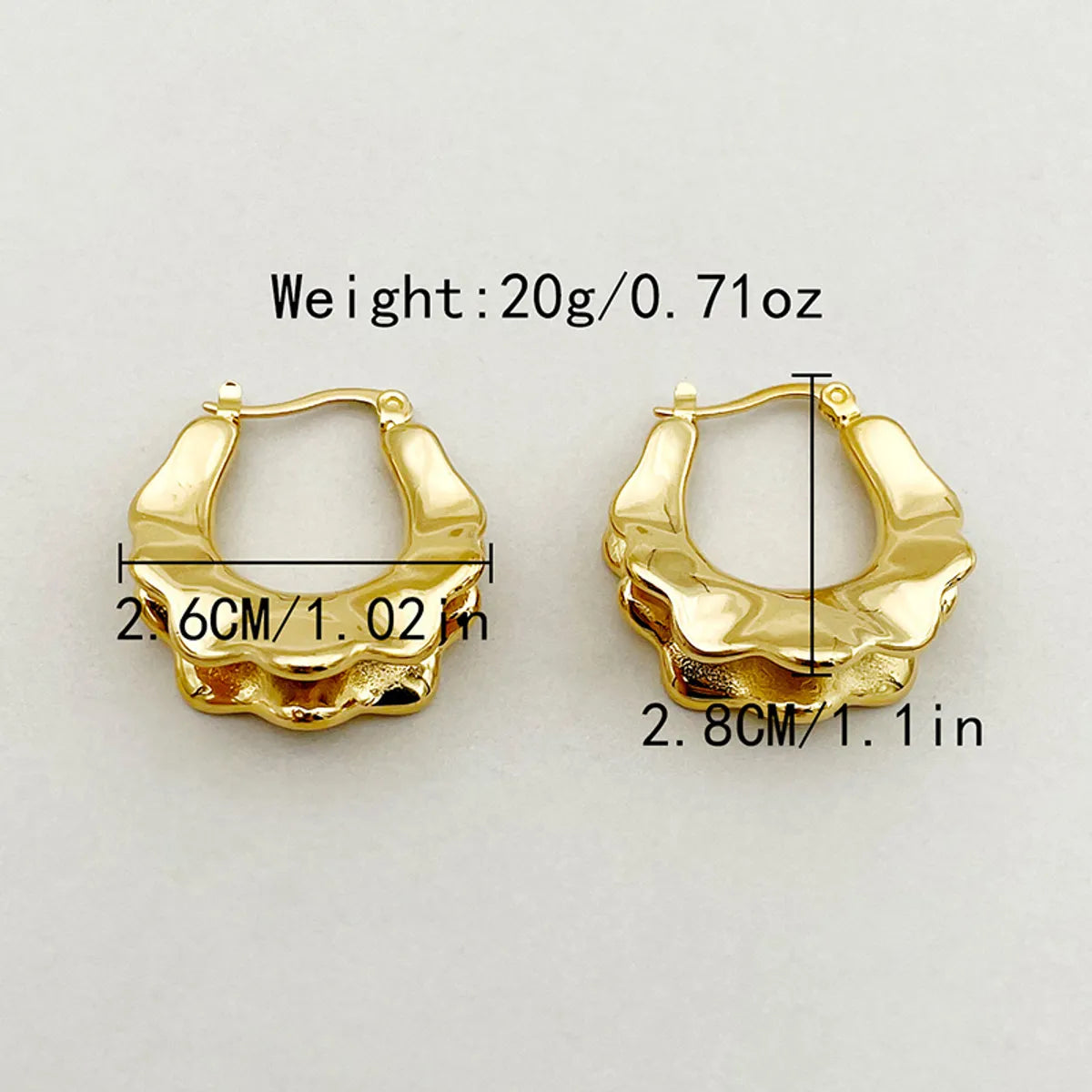 1 Pair Casual Roman Style Commute Irregular Plating 304 Stainless Steel Gold Plated Earrings