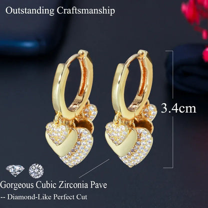 1 Pair Casual Romantic Heart Shape Plating Inlay Copper Zircon Drop Earrings