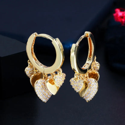 1 Pair Casual Romantic Heart Shape Plating Inlay Copper Zircon Drop Earrings