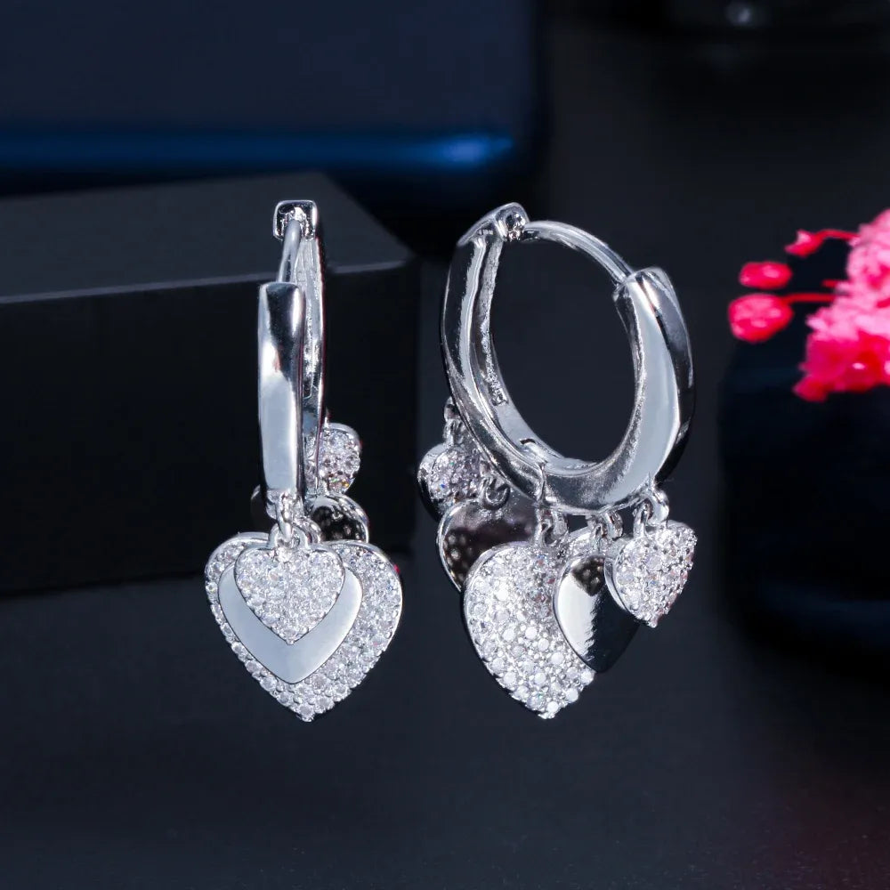 1 Pair Casual Romantic Heart Shape Plating Inlay Copper Zircon Drop Earrings