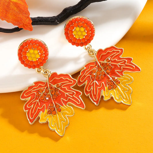 1 Pair Casual Romantic Maple Leaf Alloy Drop Earrings