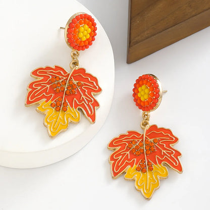 1 Pair Casual Romantic Maple Leaf Alloy Drop Earrings