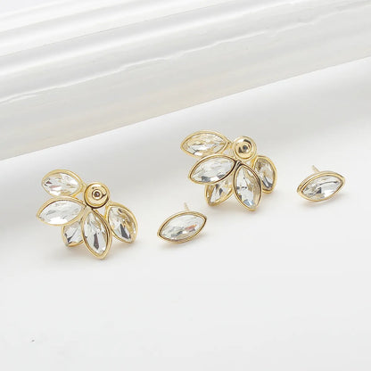 1 Pair Casual Romantic Shiny Flower Inlay Alloy Artificial Crystal Ear Studs