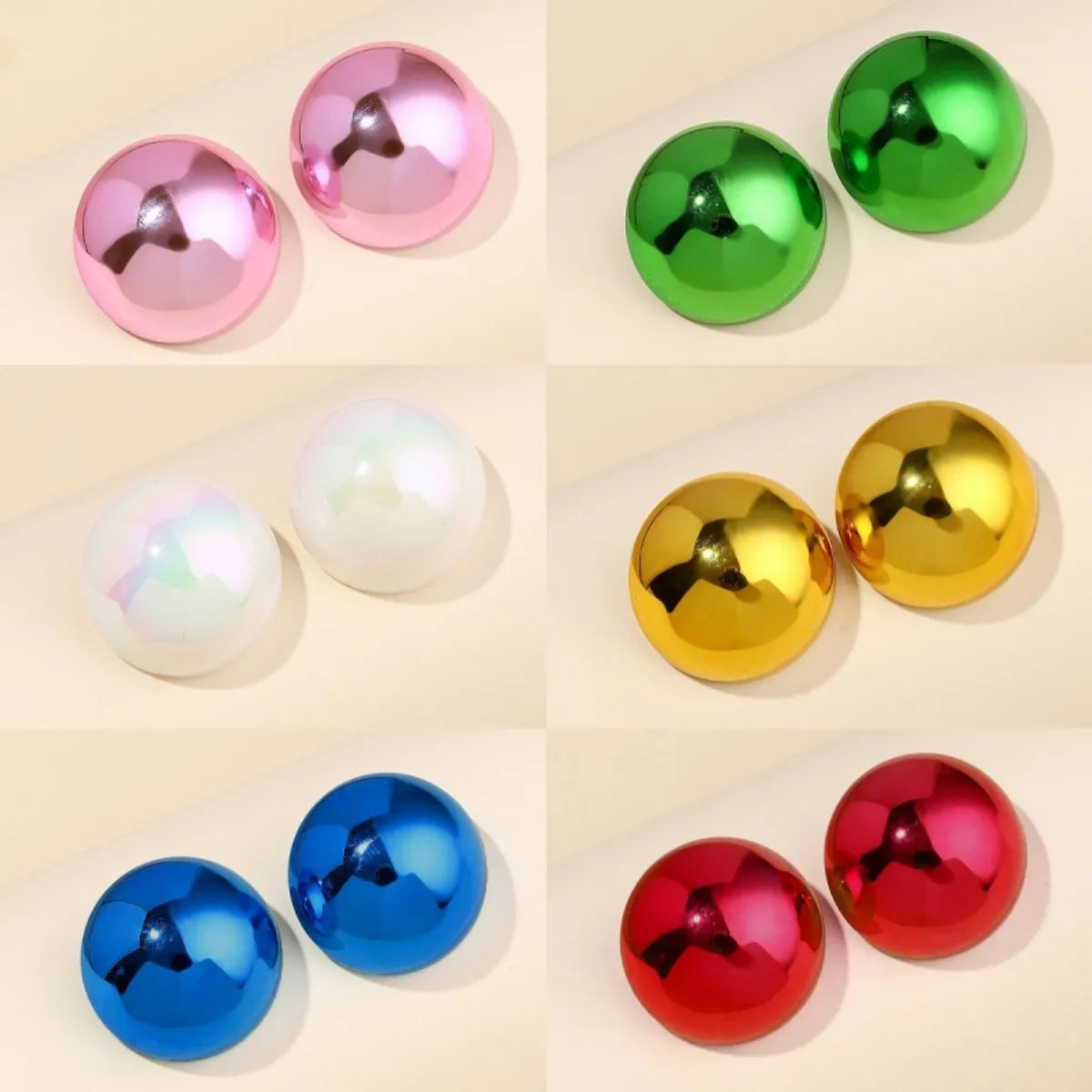 1 Pair Casual Round Arylic Ear Studs